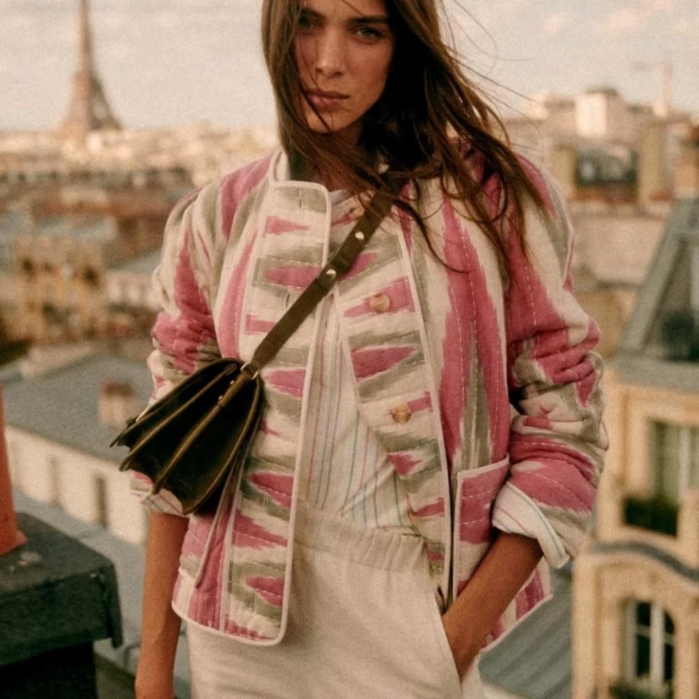 BNWT Sezane ISAIAH JACKET  in Pink / green Size 38